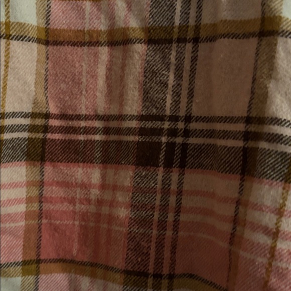 Old Navy Pink and Brown Plaid Boyfriend Shirt - Picture 3 of 6